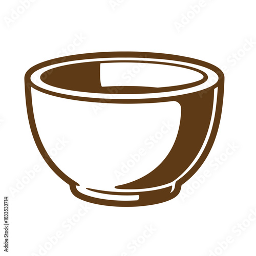 Simple brown sketch style bowl illustration isolated on white background for design elements