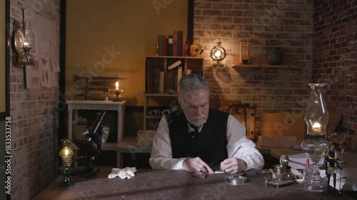 1901 man writing with a dip pen