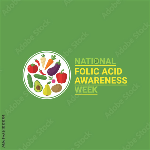 Illustration of foods rich in folic acid for healthy eating