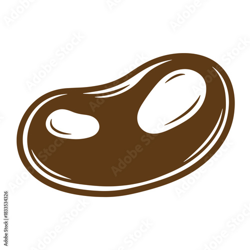 Vector illustration of a single brown bean food ingredient with a retro sketch vintage design