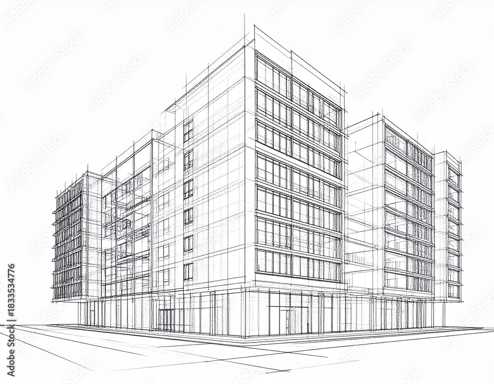 Fototapeta premium Architecture sketch of building