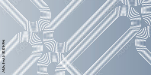 Abstract background with interlocking rounded geometric lines on a blue-grey gradient.