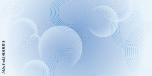 A tranquil abstract background with soft blue and white tones, featuring translucent overlapping circles and fine concentric line patterns.