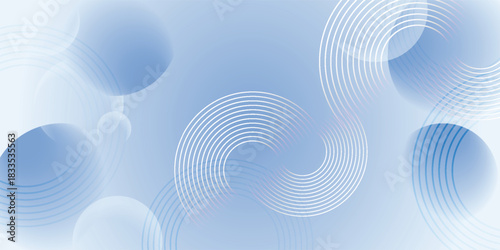 Abstract light blue background with translucent circles and swirling white line patterns.