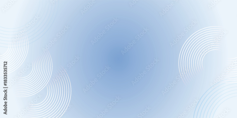 Naklejka premium Abstract light blue gradient background with subtle white concentric circles in the corners, creating a calm and modern design.