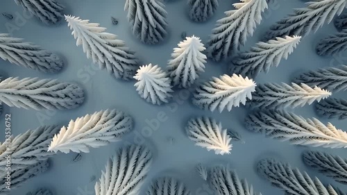 Aerial view of snow-covered trees creates a stunning winter wonderland scene, perfect for holiday cards and nature documentaries