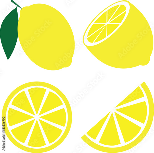 Slices of lemon isolated on white background 