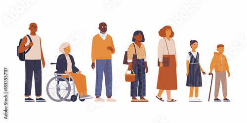 Diverse group of people standing together representing community and inclusion