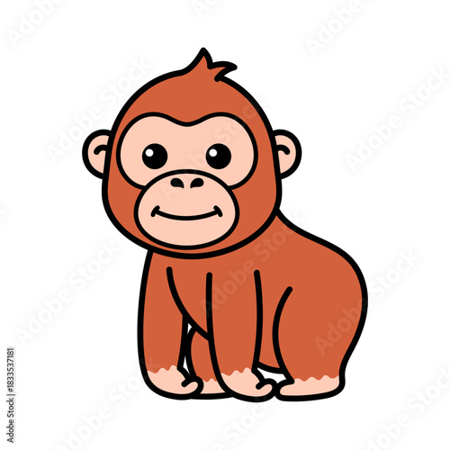 Cartoon Illustration of an Orangutan