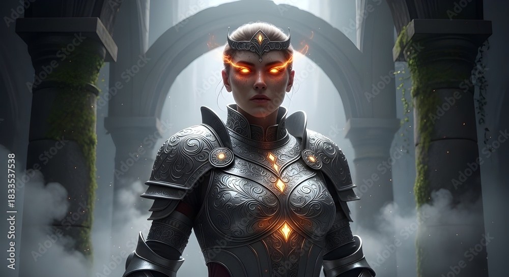 Fototapeta premium Futuristic armored soldier preparing for combat