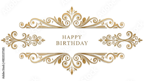Happy Birthday Golden Floral Ornament Design for Elegant Celebrations