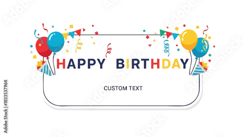 Festive Birthday Celebration Colorful Balloons and Confetti Design