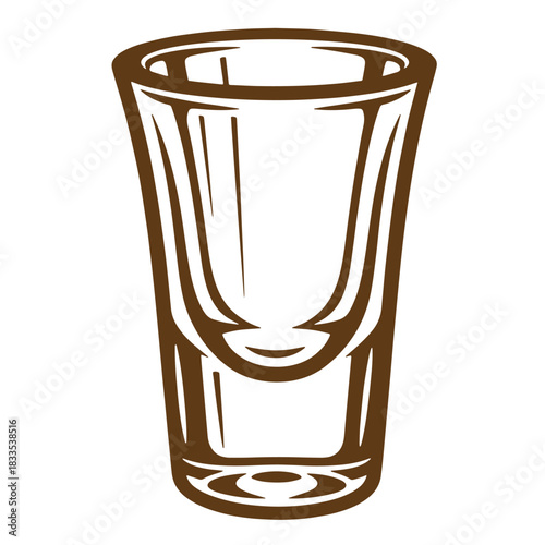 Brown sketch vintage vector illustration of an empty shot glass on white background