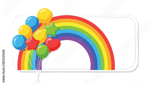 Rainbow Celebration Colorful Balloons and Rainbow Arch Design