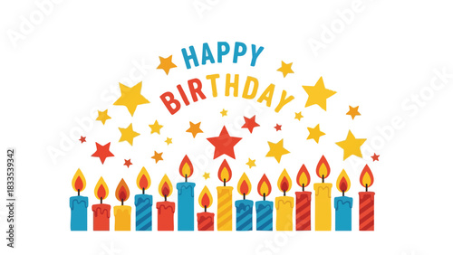 Colorful Birthday Candles and Stars Illustration for Celebrations