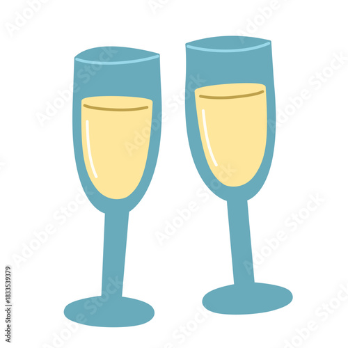 Champagne Glasses in Cute Hand-Drawn Style for Party Designs