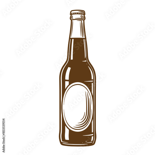 Classic vintage style beer bottle illustration perfect for craft brewery branding and design