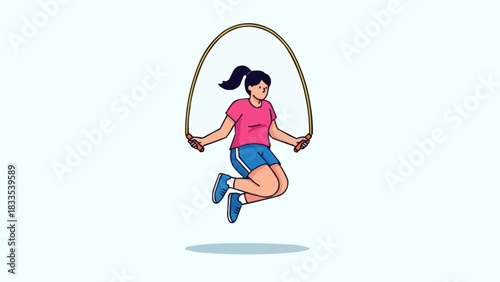 Woman Exercising with Jump Rope for Fitness and Cardio.
