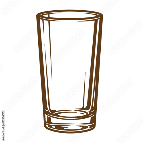 Detailed hand drawn sketch vintage illustration of an empty tall glass on white background