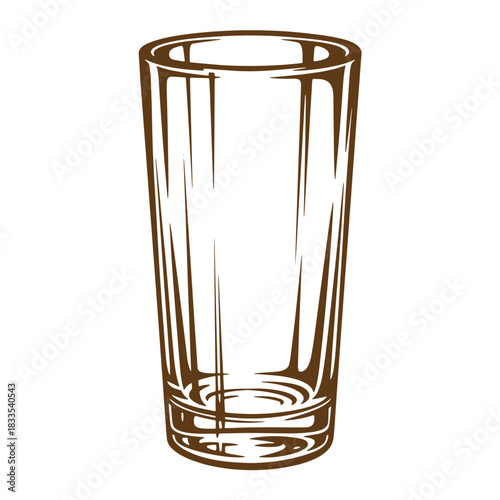 Detailed vector illustration of an empty tall glass in a classic sketch vintage style