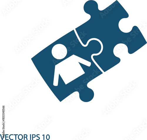 Puzzle piece with person icon and connection