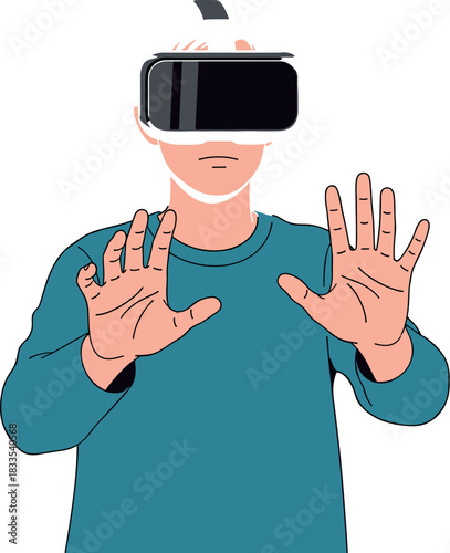 Man wearing VR headset exploring a digital world