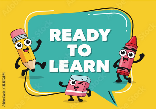 Back to school cartoon vector illustration of men and people learning the alphabet for kids with car humor art drawing