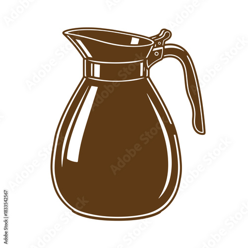 Simple brown sketch of a vintage coffee pot isolated on a clean white background