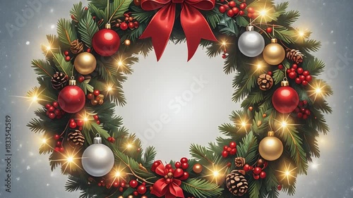 クリスマスのリースが輝く　AI生成素材