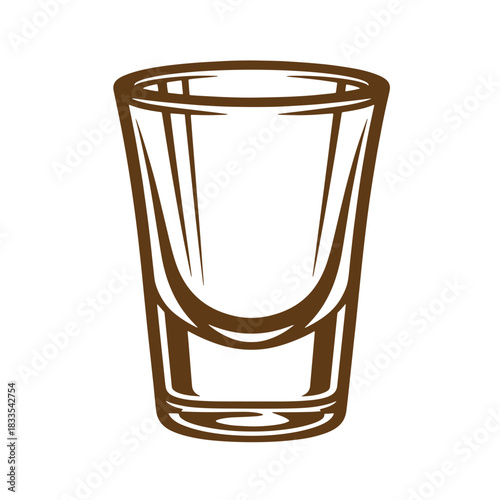 Simple illustration of an empty shot glass in a retro sketch vintage style