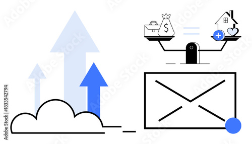 Cloud computing. Cloud computing digital transformation in communication and data management. Cloud computing for financial processes, healthcare, and scalable solutions