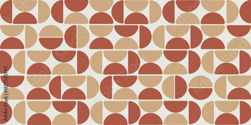 Abstract Retro Circles Geometric Seamless Vector Pattern Minimal Design Trendy Fashion Colors Rounded Soft Concept Perfect for Allover Fabric Print or Wall Paper Milky Brown Amber Brown Tones