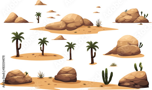 desert vegetation setstic a isolated