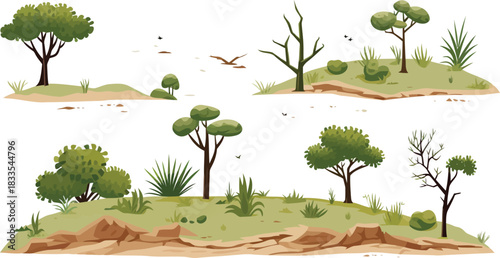 savannah vegetation setstic isolated