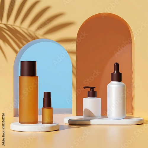 Modern Cosmetic Bottles with Geometric Arch Frames