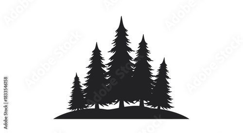 A minimalist vector illustration showcases a group of stylized evergreen trees, perfect for design projects and adding a touch of nature to your creative endeavors in a clean, graphic style.
