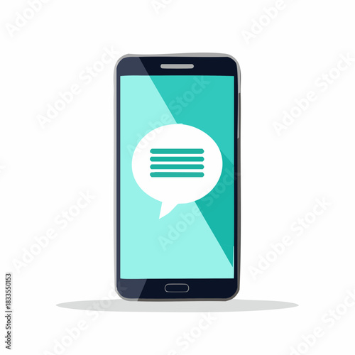 スマートフォンから出ている会話吹き出しのベクターイラスト　スマホからのチャット、メッセージ、SNS