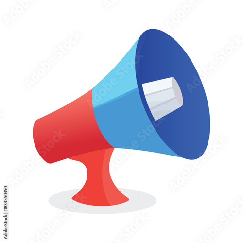 Colorful megaphone illustration on a white background.