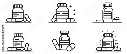 Medicine bottle and tablet bottle icon vector. symbol illustration design.