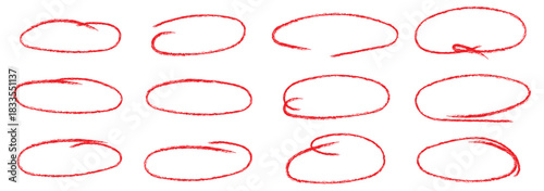 Round freehand shapes, emphasis highlights. Vector ink illustration. Rough crayon circles