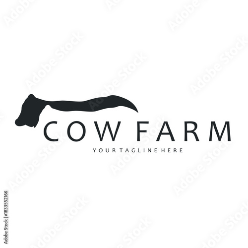 Cow logo simple design livestock and meat cutting, illustration design symbol and template for barand