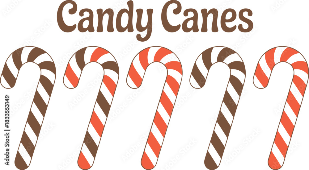 Obraz premium Candy Canes Illustration – Striped Christmas Sweets Set