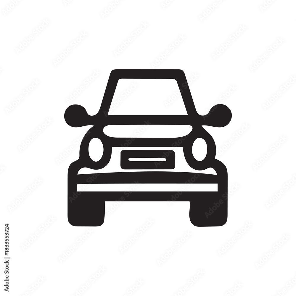 Obraz premium Car black outline icon fast travel drive electric machine design.