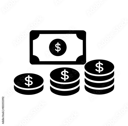  Cartoon Icon Money Coin In A bank Simple Digital Design