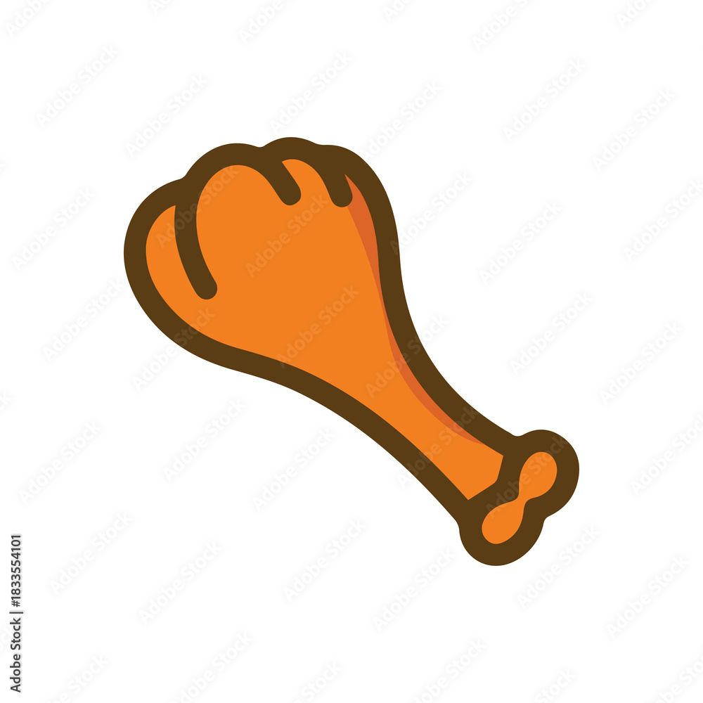 Obraz premium Chicken leg roast color food icon cook fresh animal tasty hot design.