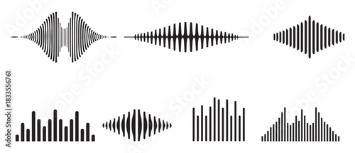 Sound wave audio black icon noise play volume design.