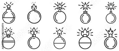 Bomb energy icon war and fire blast black design.