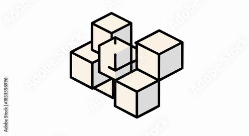 Optical Illusion of Interconnected Cubes Creating a Visual Puzzle.