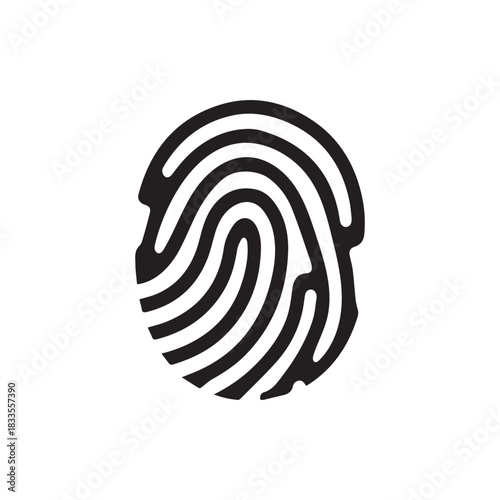 Finger print black and color icon mark human security vector design.