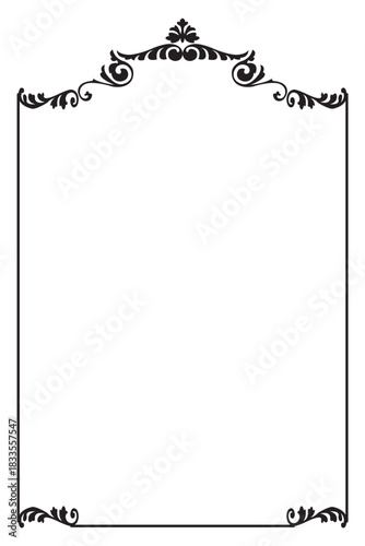 Elegant Black Floral Arch Frame for Certificate or Document. 130